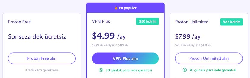 ProtonVPN fiyatları